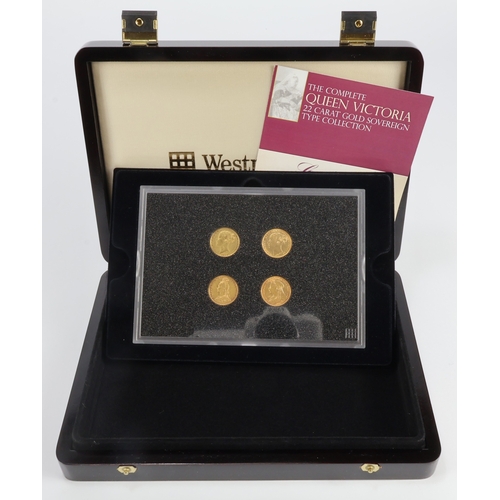 46 - Sovereigns (4): A Westminster cased set of four Victorian gold Sovereigns: 'The Complete Queen Victo... 