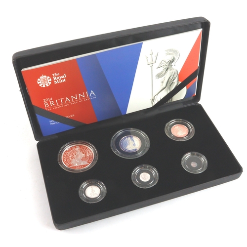 56 - Britannia Silver Proof six coin set 2014 aFDC boxed as issued
