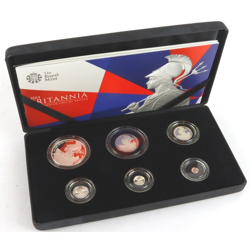 57 - Britannia Silver Proof six coin set 2015 aFDC boxed as issued