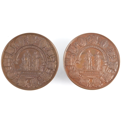 705 - Academic Sports (2) ornate large bronze d.70mm United Hospitals Athletic Cup, London medals by Mappi... 