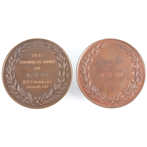 705 - Academic Sports (2) ornate large bronze d.70mm United Hospitals Athletic Cup, London medals by Mappi... 