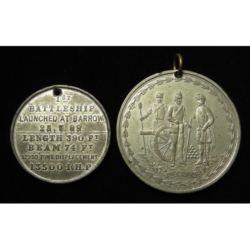 717 - British Commemorative Medals (2) white metal d.44mm and d.36mm, military subjects: IN COMMEMORATION ... 
