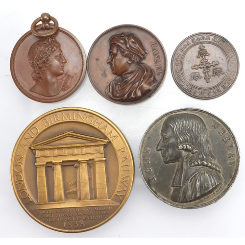 723 - British Commemorative Medals etc (5): London & Birmingham Railway Centenary 1938 large bronze medal ... 