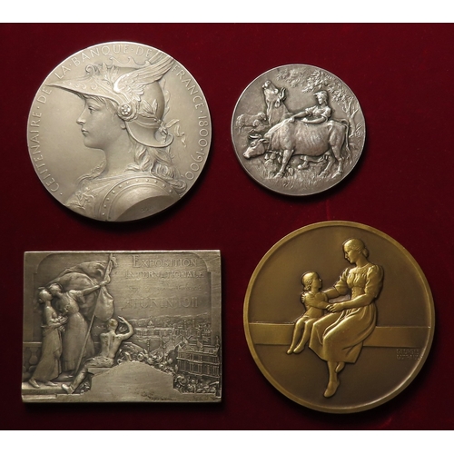 742 - French Commemorative / Prize Medals (4) housed in a single flat space Leuchtturm tray: Centenary of ... 