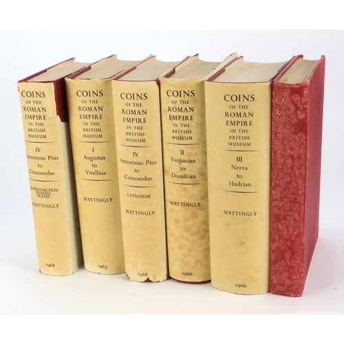 750 - Numismatic Books (6) by Mattingly: Coins of the Roman Empire in the British Museum: I: Augustus to V... 