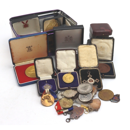 756 - Sports and other club and civic medals and fobs (51) all base apart from one London Academy of Music... 