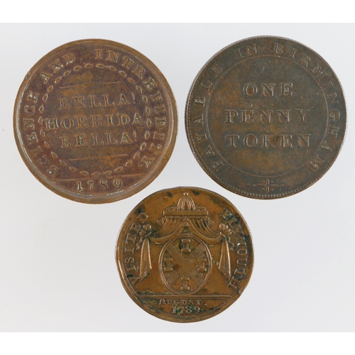 762 - Tokens etc (3): Thomas Johnson, Banbury prize fighter Penny 1789 GVF; Risca, Union Copper Company Pe... 