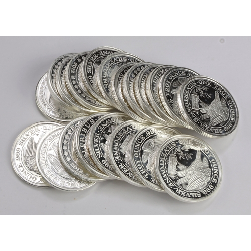 47 - Silvertowne 1oz rounds (20) All dated 2012. BU