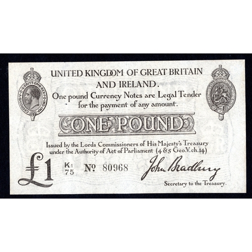 36 - Bradbury 1 Pound (T11.2) issued 1914, serial K1/75 80968 (T11.2, Pick349a) pressed VF+, looks better