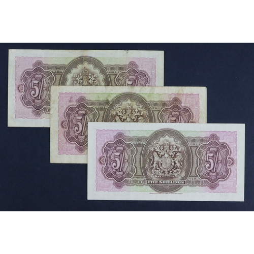461 - Bermuda (3), 5 Shillings dated 12th May 1937 (2), rarer issue with single letter prefix, serial P130... 