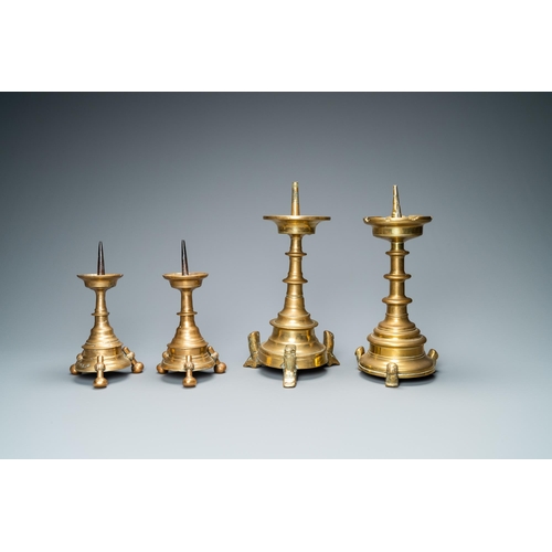 10 - Four bronze candlesticks, Flanders or Germany, 15/16th C.H.: 33 - 23 cm  Provenance:- The Davioud-La... 