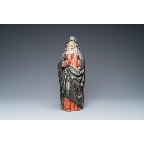 105 - A polychromed oak figure of a Golgotha Madonna, ca. 1500H.: 33,5 cm  Provenance: - The Davioud-Larmi... 