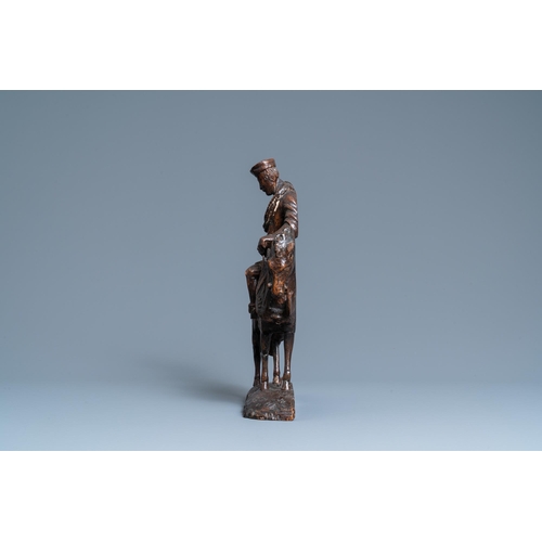 123 - An oak figure of a rider on horseback, 1st half 16th C.H.: 40,5 cm - L.: 34 cm  Provenance: - The Da... 