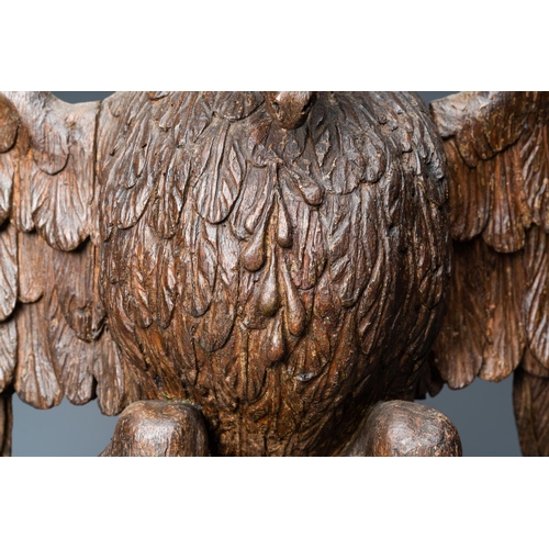 124 - An oak model of a pelican, 17th C.H.: 48,5 cm  Provenance: The Davioud-Larminet collection, Lille, F... 