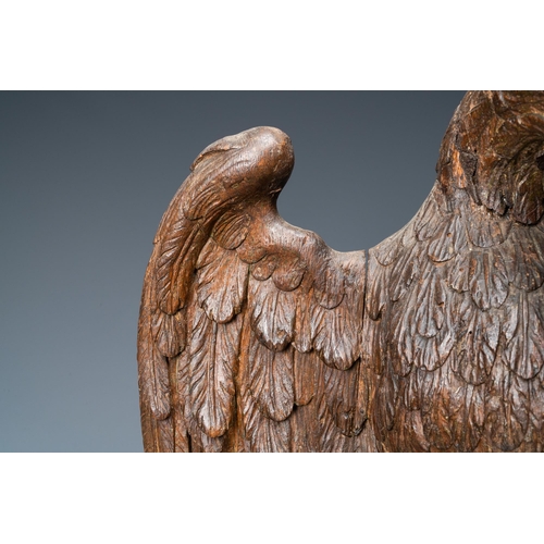 124 - An oak model of a pelican, 17th C.H.: 48,5 cm  Provenance: The Davioud-Larminet collection, Lille, F... 