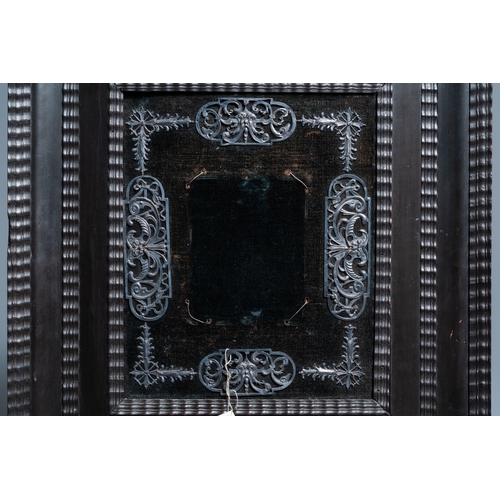 135 - A blackened pear wood frame with pewter ornaments, 17th C.Dim.: 42,5 x 38 cm (outer frame size)  Pro... 