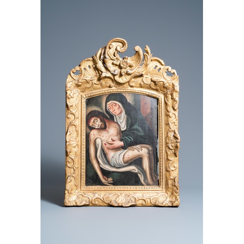 136 - Flemish school, oil on panel, 2nd half 16th C.: PietàDim.: 67 x 46 cm (the frame)Dim.: 38 x 30 cm (t... 