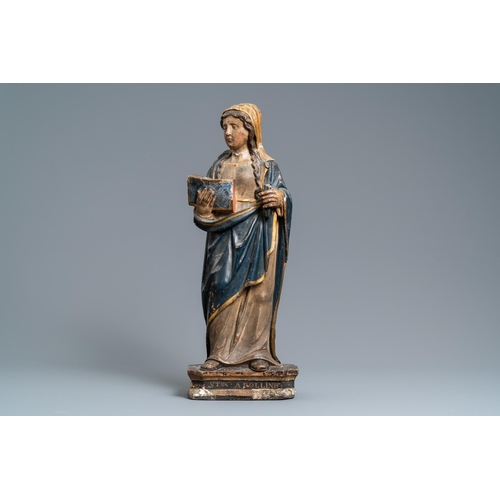 140 - A polychromed stone figure of Saint Appolonia of Alexandria, ca. 1540H.: 64,5 cm  Provenance: - The ... 