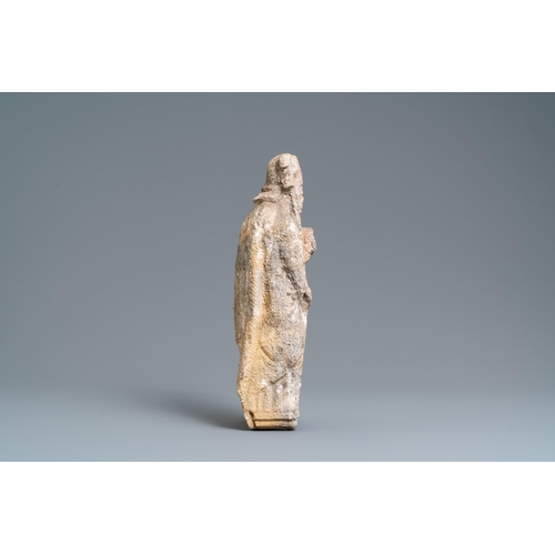 141 - A stone figure of a bishop, late 15th C.H.: 45 cm  Provenance: - The Davioud-Larminet collection, Li... 