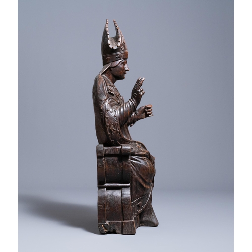 145 - An oak figure of a bishop, Brabant or Limburg region, Southern Netherlands, ca. 1530H.: 102,5 cm  Pr... 