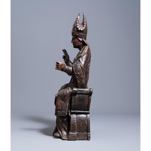 145 - An oak figure of a bishop, Brabant or Limburg region, Southern Netherlands, ca. 1530H.: 102,5 cm  Pr... 