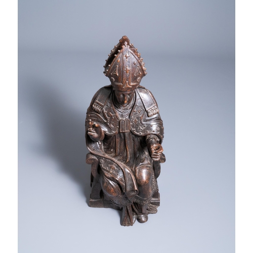 145 - An oak figure of a bishop, Brabant or Limburg region, Southern Netherlands, ca. 1530H.: 102,5 cm  Pr... 