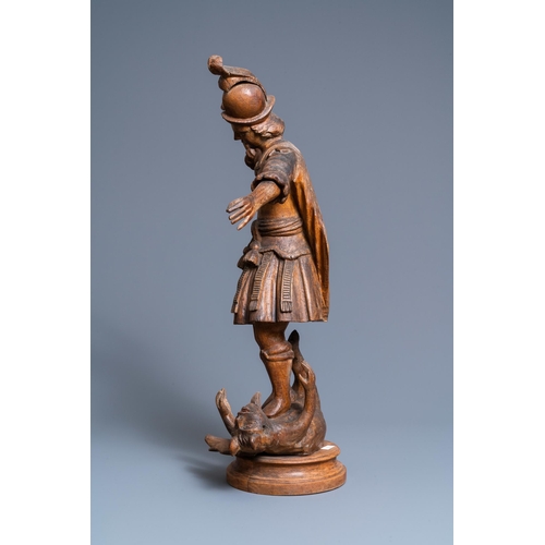 151 - An oak figure of the archangel Michael defeating the devil, 17th C.H.: 71 cm  Provenance: - The Davi... 