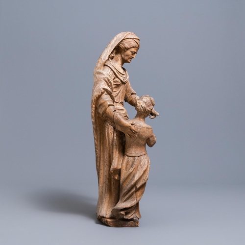 153 - A limewood group depicting Saint Anne teaching the Virgin Mary, late 16th C.H.: 83,5 cm  Provenance:... 