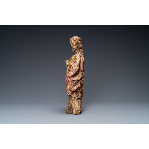 154 - A polychromed wooden figure of an evangelist, 16th C.H.: 36,5 cm  Provenance: - The Davioud-Larminet... 