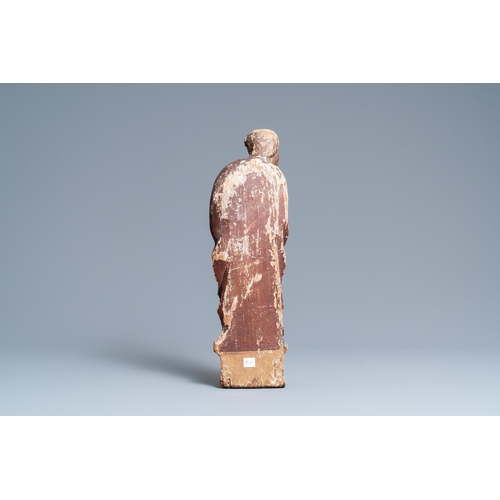 156 - A polychromed oak figure of Saint Thomas on an armorial base, Normandy, France, ca. 1510H.: 46 cm  P... 