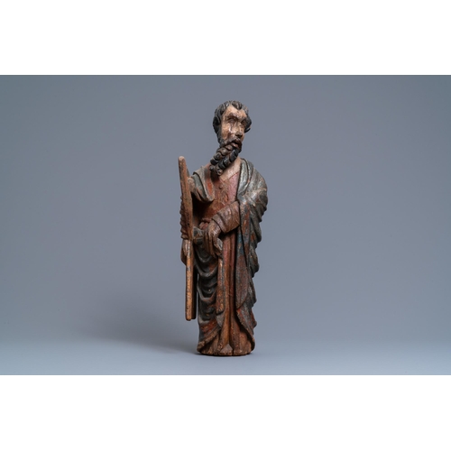 157 - A polychromed oak figure of Saint Andrew, Normandy, France, late 15th C.H.: 62,5 cm  Provenance: - T... 