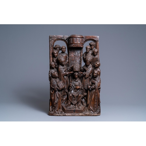 158 - A fine oak group depicting the coronation of a bishop, North of France, ca. 1500H.: 69,5 cm  Provena... 