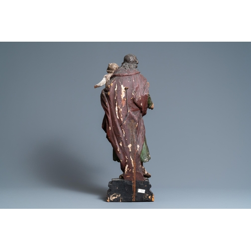 164 - A polychromed wooden figure of Saint Joseph with child, 2nd half 17th C.H.: 67 cm  Provenance: - The... 