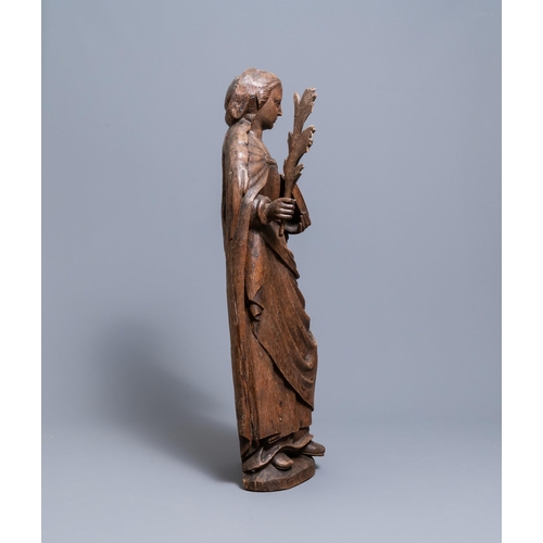 166 - A large oak figure of Saint-Ursula the martyr, 1st half 16th C.H.: 105 cm  Provenance: - The Davioud... 