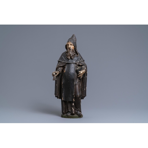 169 - A polychromed oak figure of Saint Anthony, 16th C.H.: 57,5 cm  Provenance: - The Davioud-Larminet co... 