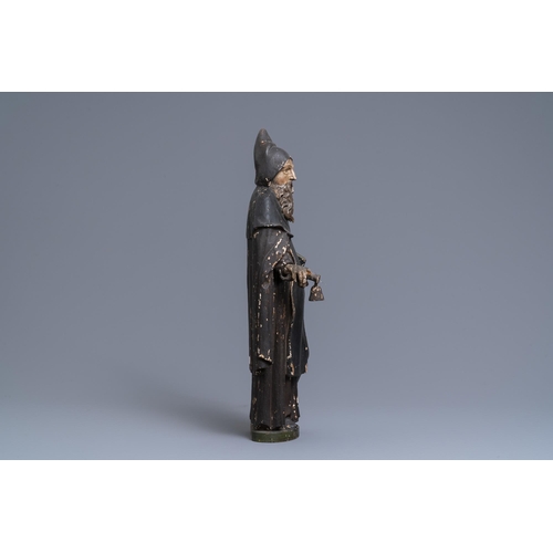 169 - A polychromed oak figure of Saint Anthony, 16th C.H.: 57,5 cm  Provenance: - The Davioud-Larminet co... 