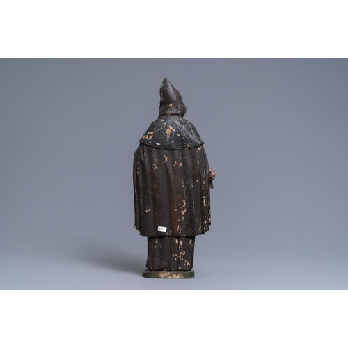 169 - A polychromed oak figure of Saint Anthony, 16th C.H.: 57,5 cm  Provenance: - The Davioud-Larminet co... 