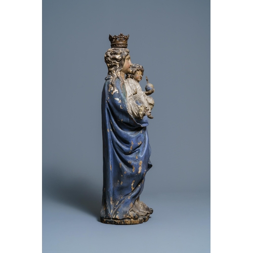 173 - A large polychromed oak figure of a Madonna with child, 17th C.H.: 94,5 cm  Provenance: - The Daviou... 