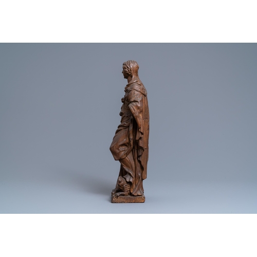 176 - An oak figure of a female saint crushing a griffin, 2nd half 16th C.H.: 55 cm  Provenance: - The Dav... 