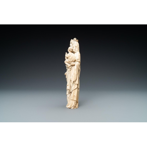 179 - An ivory figure of a Madonna with child, probably France, 19th C.Lot subject to CITES-regulations. A... 