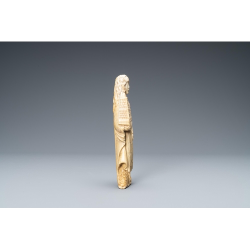 180 - An ivory figure of Saint Barbara, 19th C.Lot subject to CITES-regulations. Available for sale in the... 