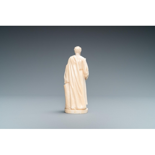 181 - An ivory figure of a hermit with staff, Dieppe, 19th C.Lot subject to CITES-regulations. Available f... 