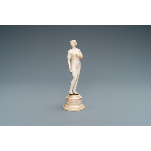 183 - An ivory figure of Venus, Dieppe, France, 19th C.Lot subject to CITES-regulations. Available for sal... 