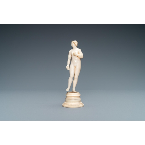 183 - An ivory figure of Venus, Dieppe, France, 19th C.Lot subject to CITES-regulations. Available for sal... 