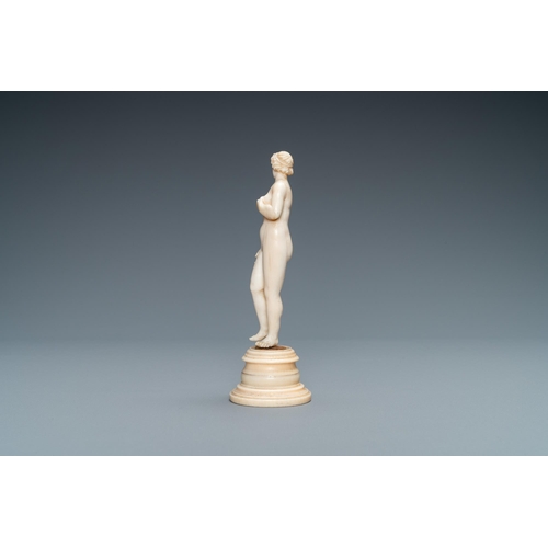 183 - An ivory figure of Venus, Dieppe, France, 19th C.Lot subject to CITES-regulations. Available for sal... 