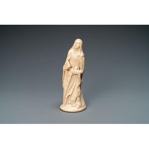 185 - An ivory figure of an abbess, probably Dieppe, France, 19th C.Lot subject to CITES-regulations. Avai... 