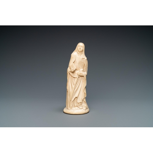 185 - An ivory figure of an abbess, probably Dieppe, France, 19th C.Lot subject to CITES-regulations. Avai... 