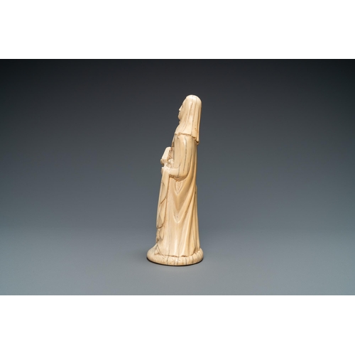 185 - An ivory figure of an abbess, probably Dieppe, France, 19th C.Lot subject to CITES-regulations. Avai... 