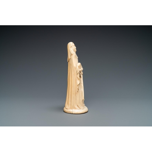 185 - An ivory figure of an abbess, probably Dieppe, France, 19th C.Lot subject to CITES-regulations. Avai... 