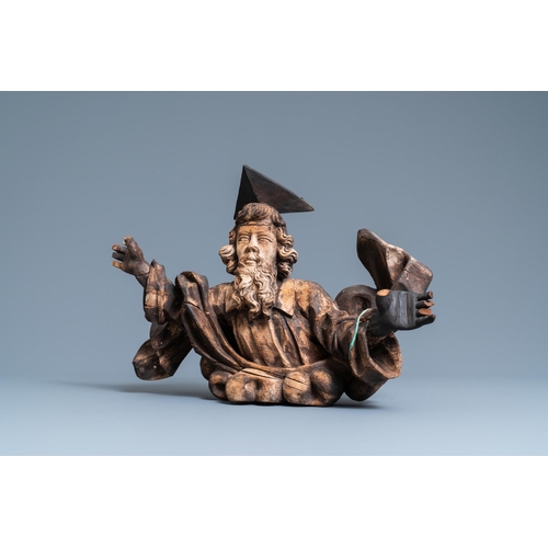 189 - A wooden figure of God the Father on a cloud, 17th C.L.: 50,5 cm - H.: 32,5 cm  Provenance: - The Da... 